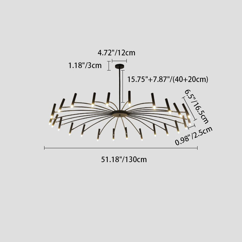 Contemporary Scandinavian Round Radioactive Iron Aluminum Chandelier 12/24 Light for Living Room