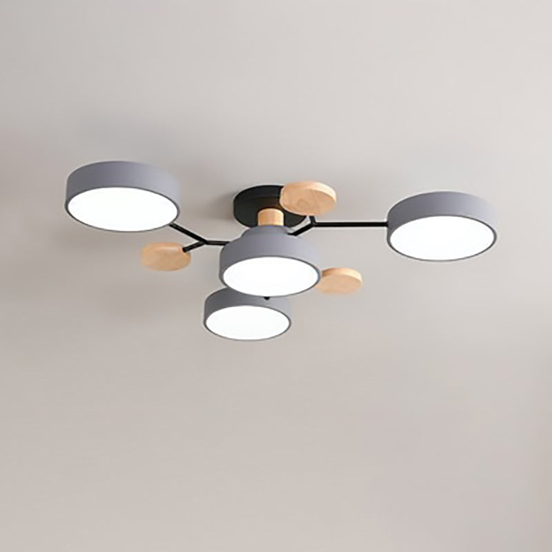 Contemporary Scandinavian Round LED Semi-Flush Mount Ceiling Light for Living Room