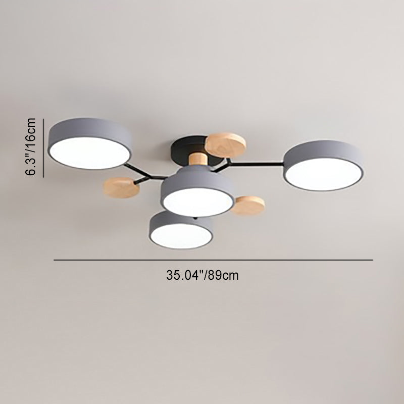 Contemporary Scandinavian Round LED Semi-Flush Mount Ceiling Light for Living Room