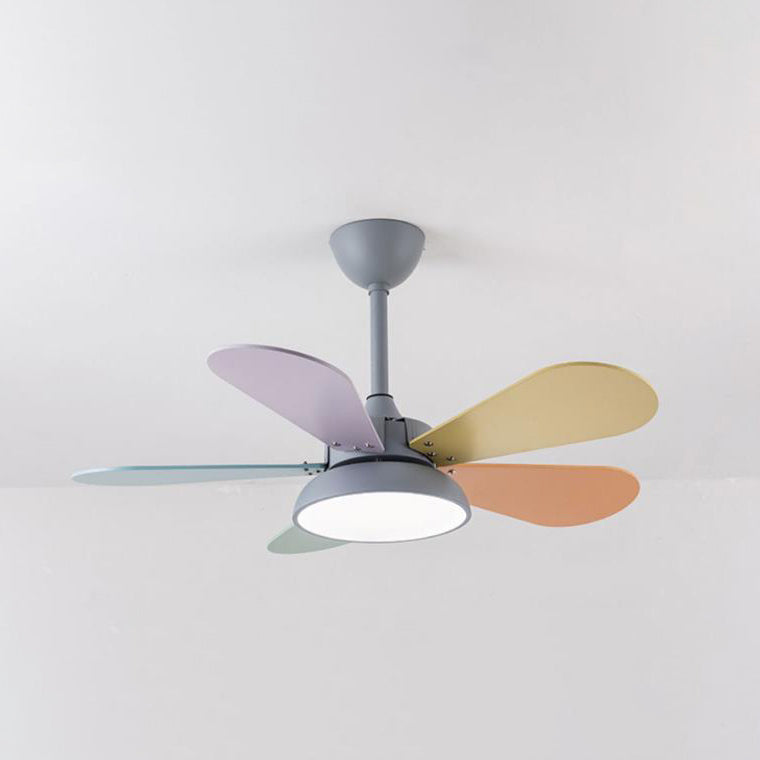 Colorful Round Fan Leaf Kids Downrods Ceiling Light