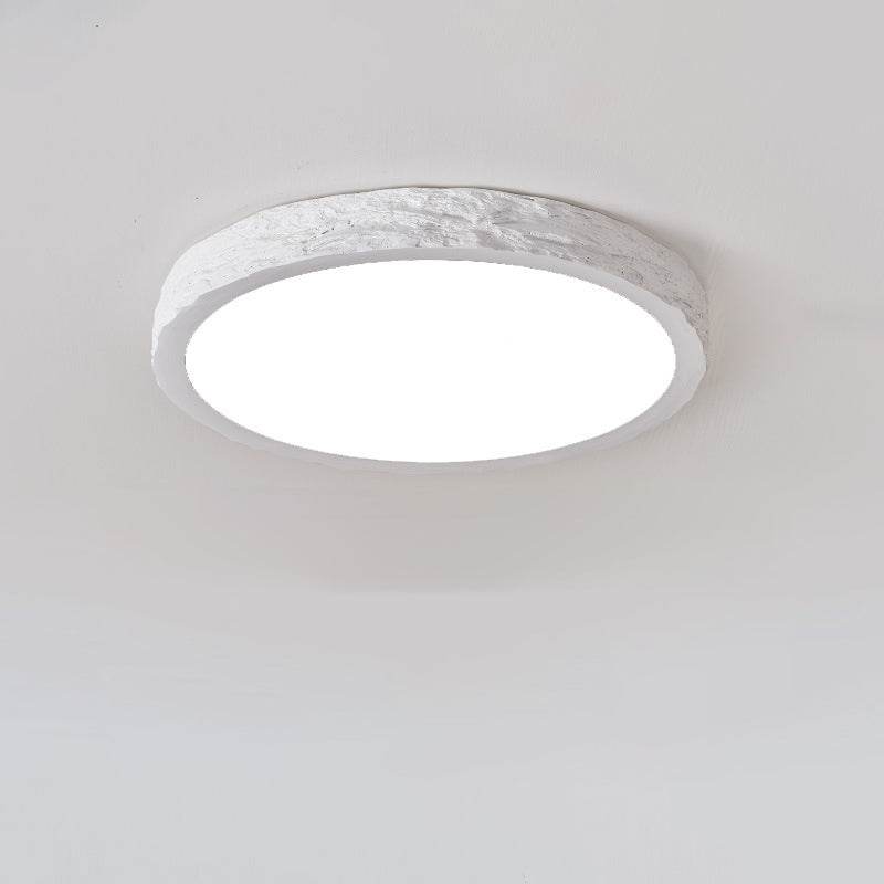 Modern Minimalist Round Stone Grain Resin Iron LED Ceiling Light for Bedroom