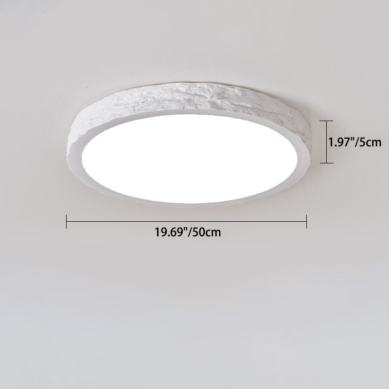 Modern Minimalist Round Stone Grain Resin Iron LED Ceiling Light for Bedroom