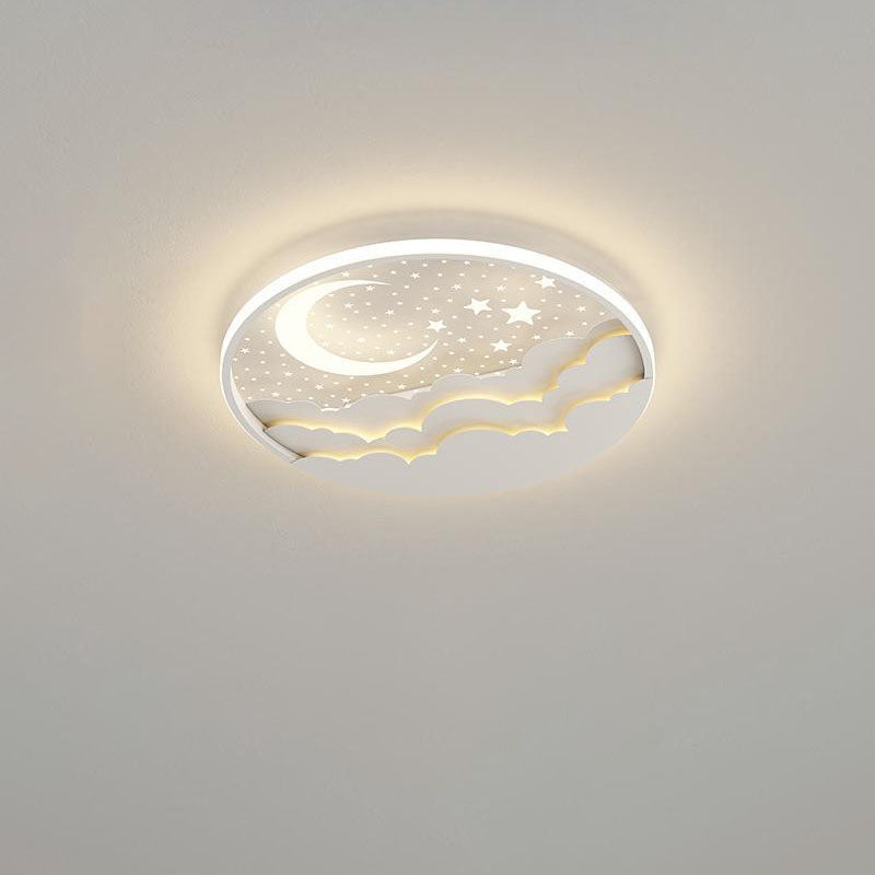 Contemporary Cartoon Stars Moon Acrylic LED Kids Flush Mount Ceiling Light for Living Room, Nursery, Bedroom, Playroom, Childrens Lighting, Modern Kids Room Decor, Energy Efficient Bright Ceiling Fixture