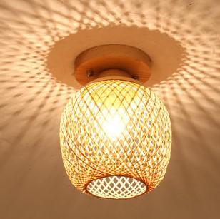 Modern Minimalist Bamboo Weaving Ceiling Lamp - Flush Mount Light Fixture