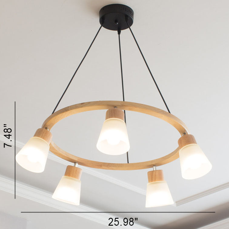 Nordic Minimalist Solid Wood 3/5-Light Bird Chandelier
