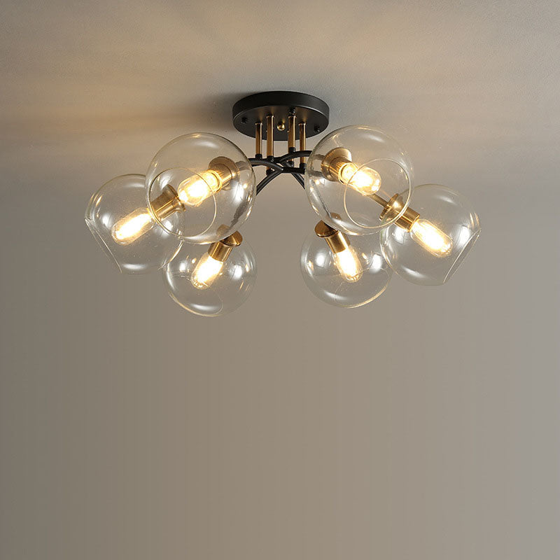 Modern Luxury Iron Glass Magic Bean Semi-Flush Mount Ceiling Light - 4/6/8 Lights for Bedroom