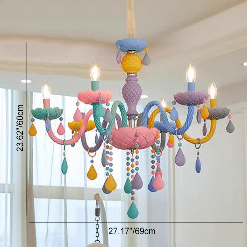 Modern Princess Macaroon Crystal Chandelier - 5/6/8/10/12/15 Light Options, Elegant Candelabra Design, Kids Room Decor, Stunning Glass Accents