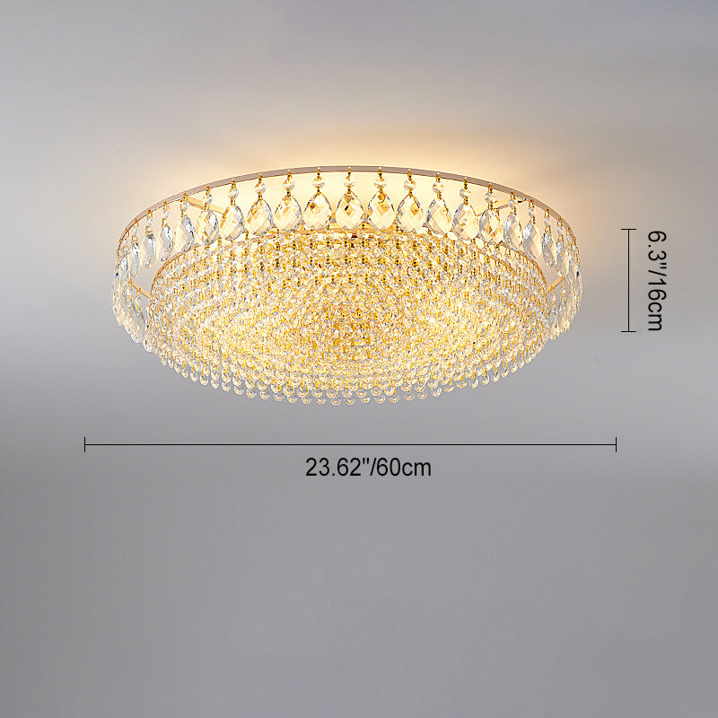 Modern Luxury Circle Iron Crystal Flush Mount Ceiling Light for Living Room - 4/6/8/10 Lights