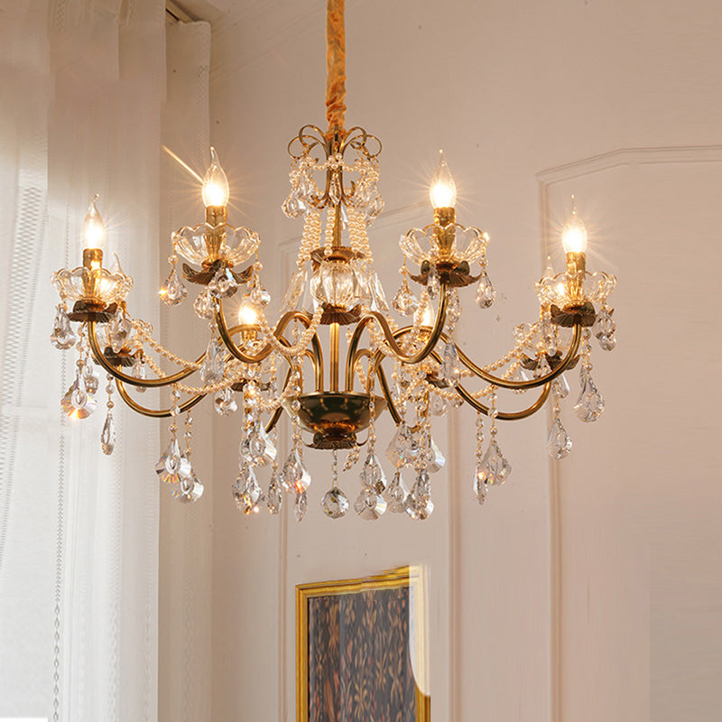 Traditional French Candelabra Crystal Iron Chandelier - 3/6/8 Lights for Living Room Elegance