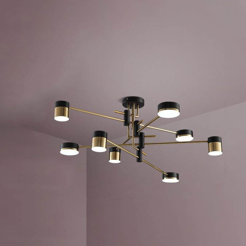 Modern Minimalist Black Gold Semi-Flush Mount Light 4-8 Lights
