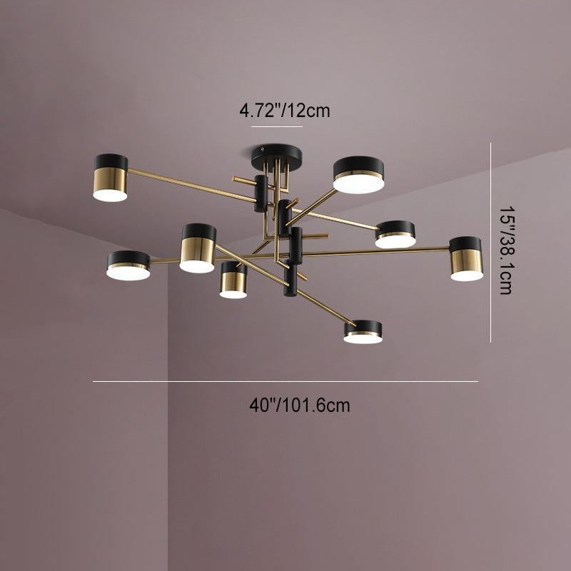 Scandinavian Iron Acrylic Round LED Semi-Flush Mount Ceiling Light for Living Room