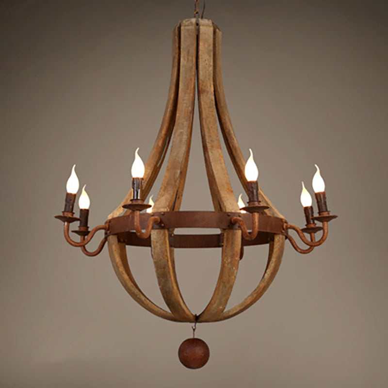 Rustic Round Branch Candle Holder Chandelier - 5/6/8 Light Wooden Iron Decor for Living Room