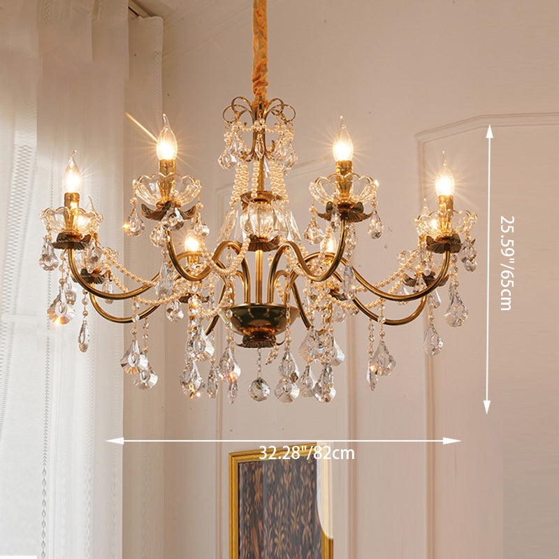 Traditional French Candelabra Crystal Iron Chandelier - 3/6/8 Lights for Living Room Elegance