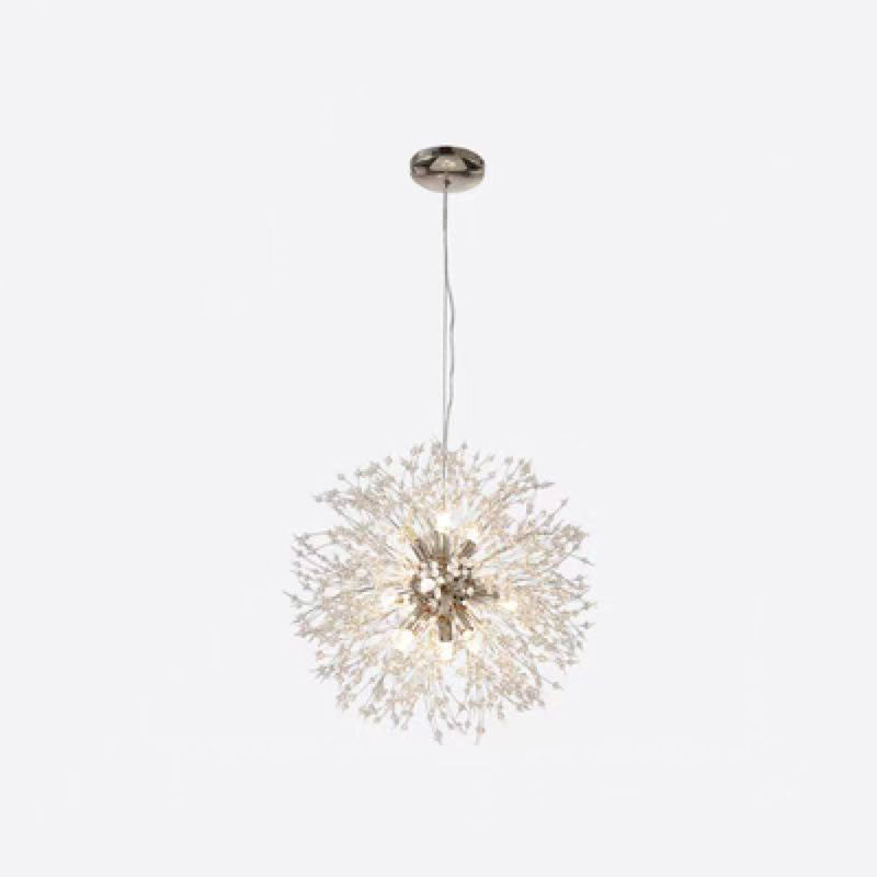 Contemporary Scandinavian Dandelion Crystal Chandelier - 8/9/12/16 Lights for Bedroom Elegance