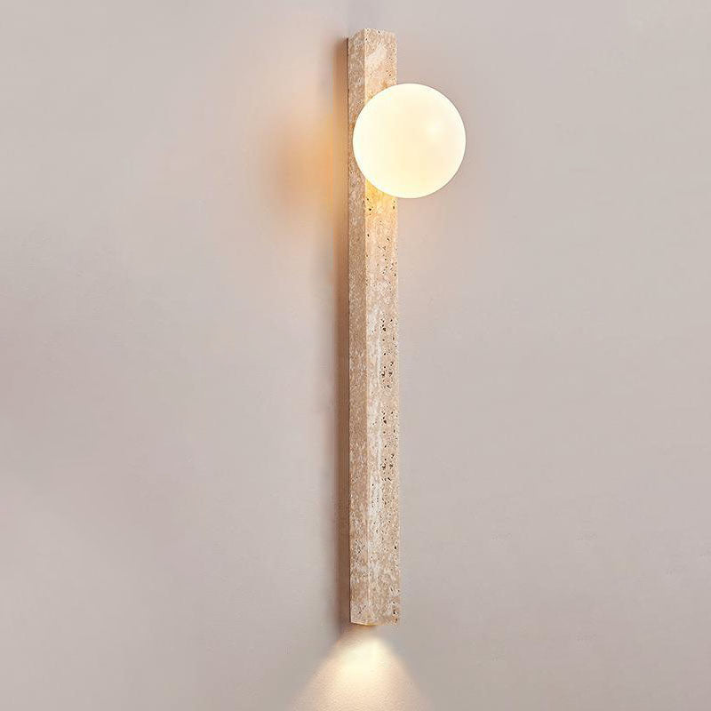 Traditional Japanese Yellow Travertine Lighting Fixture 2-Lights for Hallway