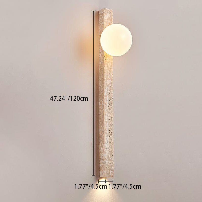 Traditional Japanese Yellow Travertine Lighting Fixture 2-Lights for Hallway