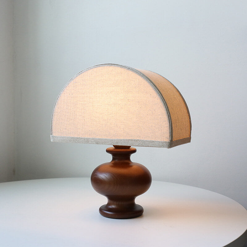 Japanese Wabi-Sabi Vintage Solid Wood Fabric 1-Light Table Lamp, Rustic Home Decor, Handmade Lighting Fixture, Natural Aesthetic Design, Unique Soft Glow Illumination, Living Room Bedroom Accent, Eco-Friendly Materials, Artisan Craftsmanship, Traditional