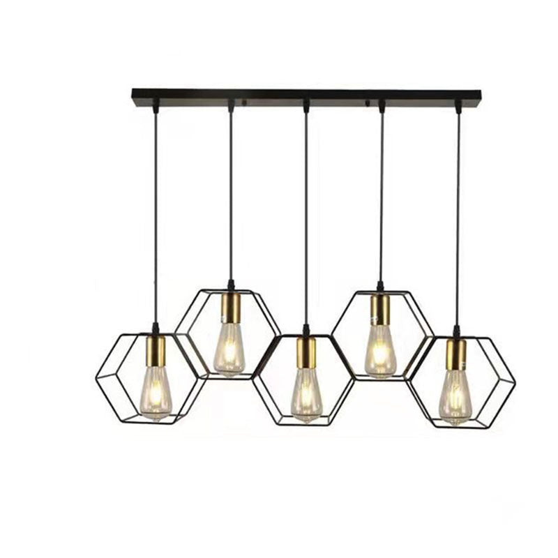 Contemporary Industrial 3/5 Light Iron Island Chandelier for Living & Dining Rooms