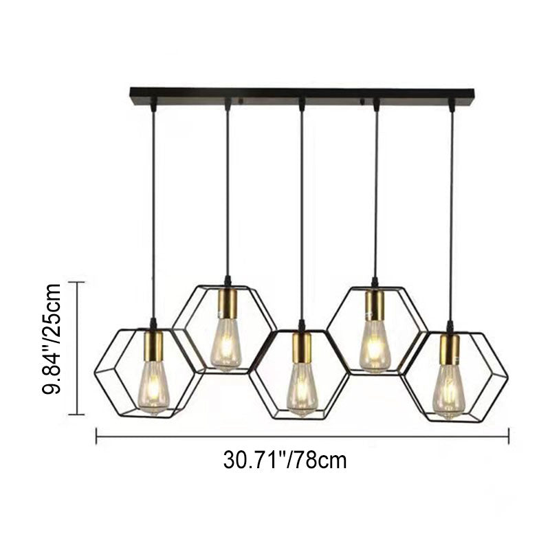 Contemporary Industrial 3/5 Light Iron Island Chandelier for Living & Dining Rooms
