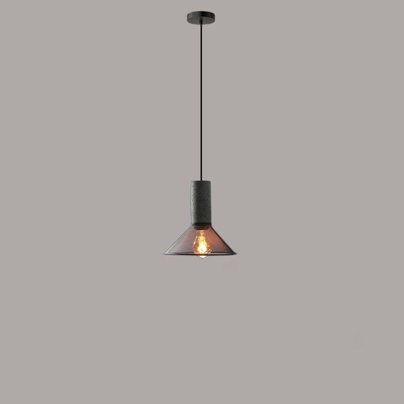 Contemporary Industrial Tapered Cement & Iron Pendant Light - 1-Light for Living Room