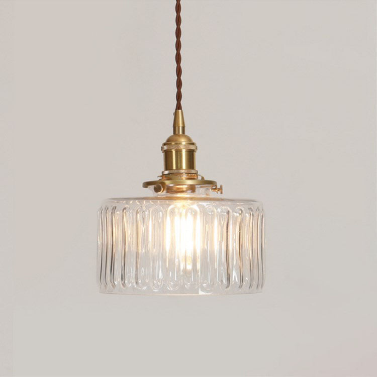 Traditional Japanese Brass Round Jar Pendant Light for Living Room