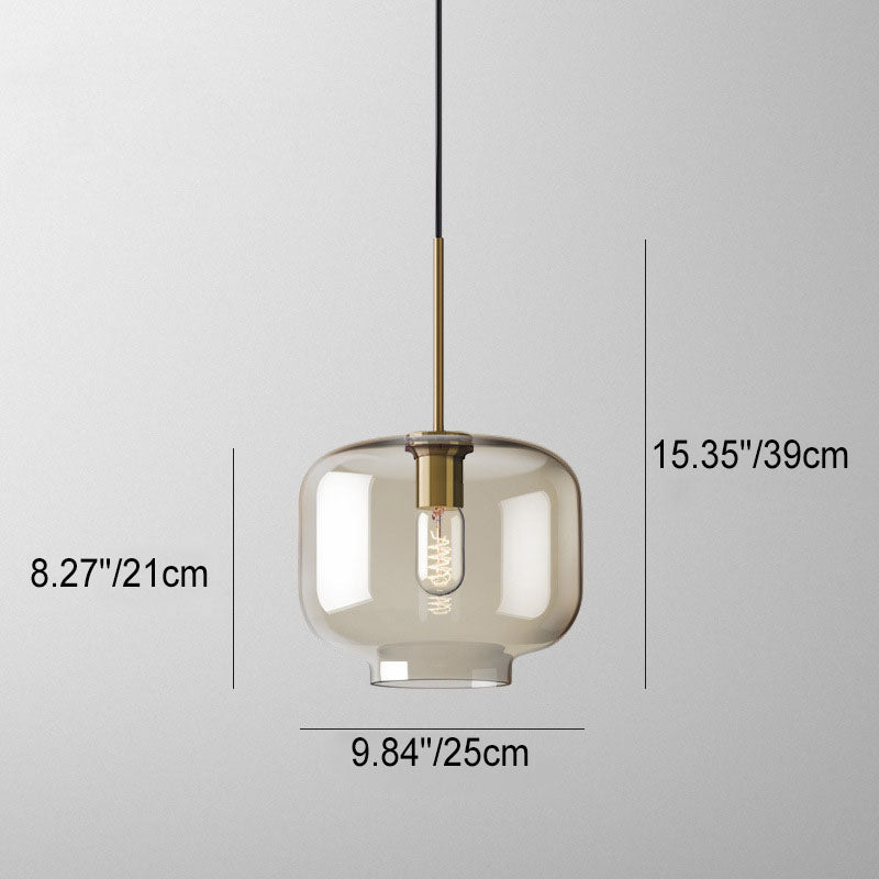 Contemporary Nordic Iron Glass Pendant Light - Round Geometric 1-Light Fixture for Living Room & Bedroom