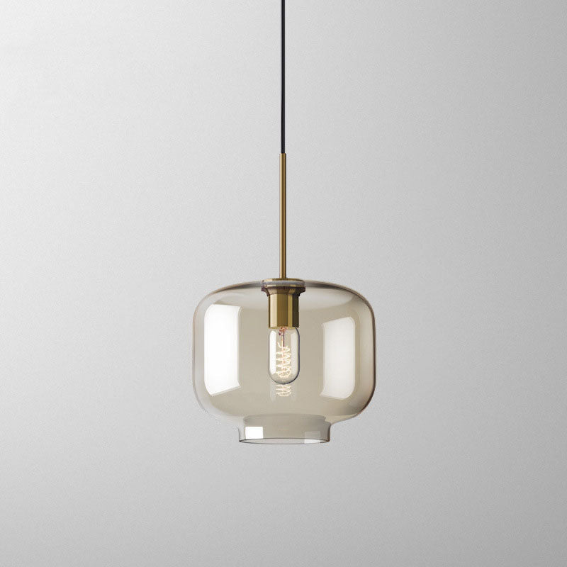 Contemporary Nordic Iron Glass Pendant Light - Round Geometric 1-Light Fixture for Living Room & Bedroom