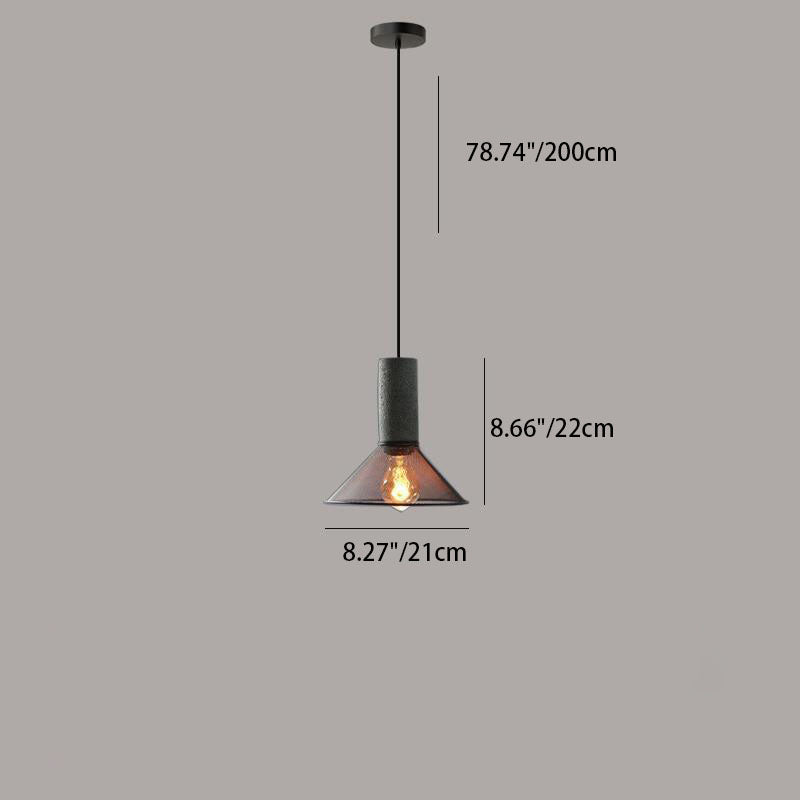 Contemporary Industrial Tapered Cement & Iron Pendant Light - 1-Light for Living Room