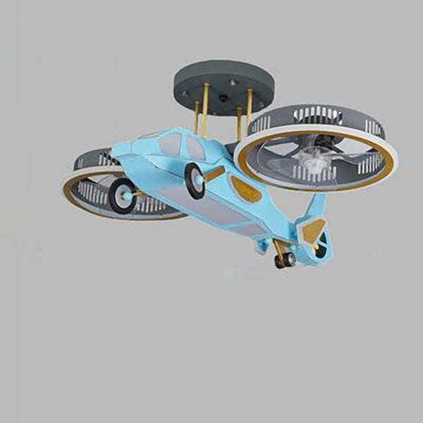 Contemporary LED Aircraft Ceiling Fan Light for Kids' Bedroom