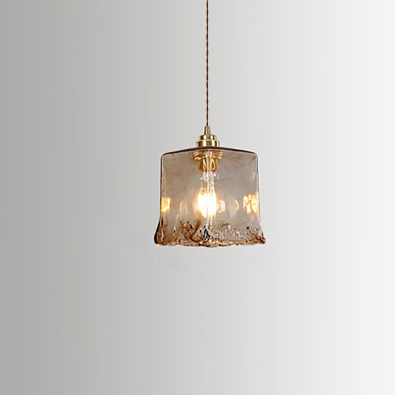 Vintage Amber Glass Pendant Light - 1-Light Ceiling Fixture for Home Decor, Retro Lighting, Industrial Style, Elegant Hanging Lamp
