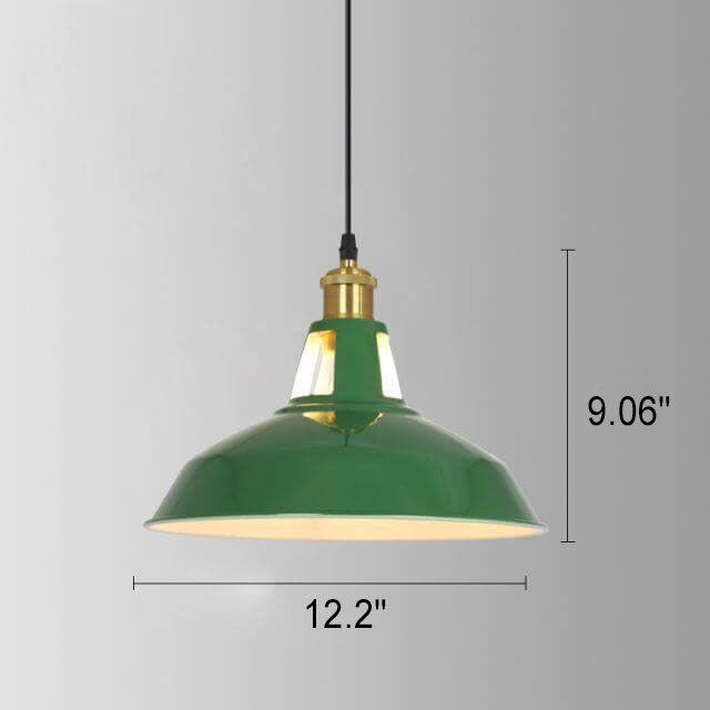 Industrial Vintage Green Iron Cone Pendant Light - 1-Light Hanging Fixture