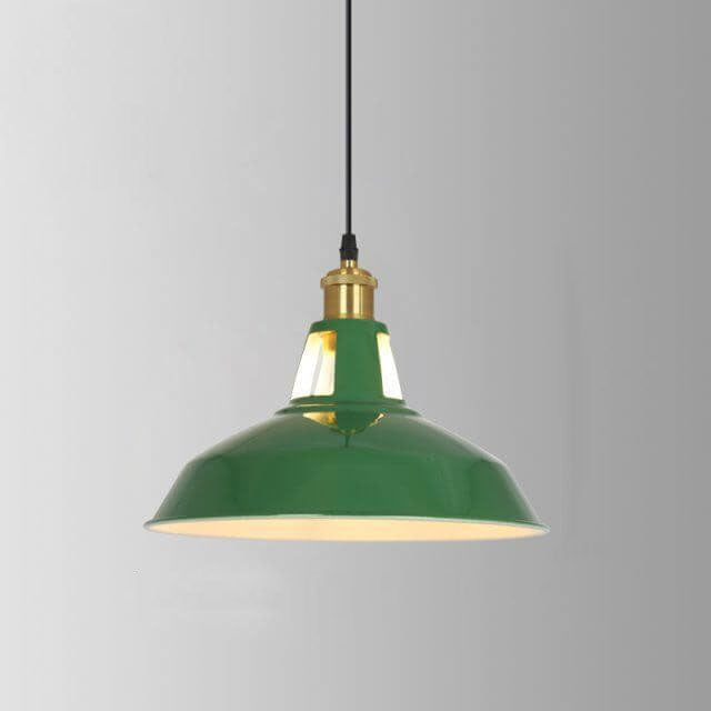 Industrial Vintage Green Iron Dome Cone Pendant Light 1-Light Fixture, Retro Hanging Light for Kitchen and Dining Room, Rustic Home Decor