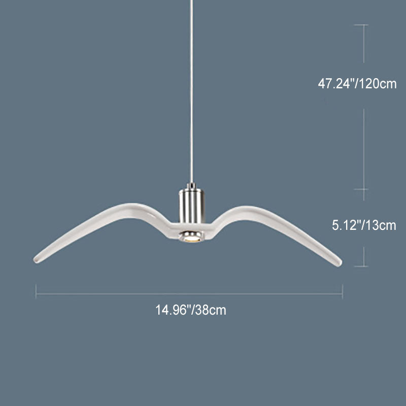 Contemporary Nordic Wrought Iron Seagull LED Pendant Light for Living Room