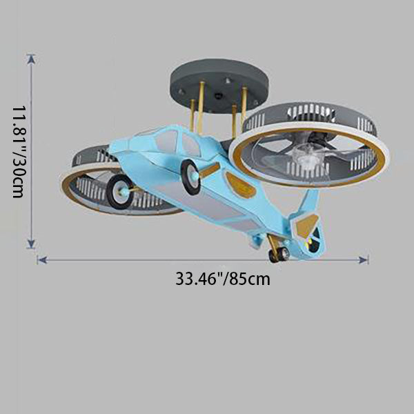 Contemporary LED Aircraft Ceiling Fan Light for Kids' Bedroom