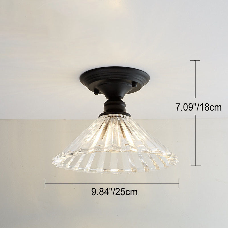 Contemporary Nordic Iron Glass Floral Round Geometry Semi-Flush Mount Light for Living Room & Bedroom