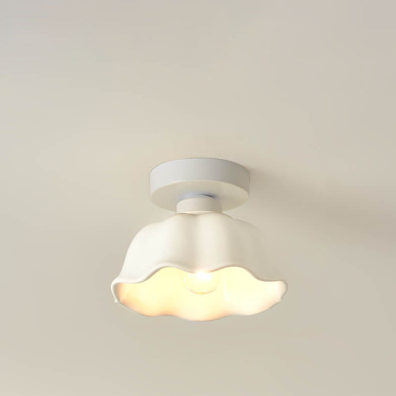 Scandinavian Modern Iron Glass Ceramic Flower Diamond Semi-Flush Mount Light