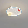 Contemporary Acrylic Astronaut Moon LED Ceiling Fan Light - Kids Bedroom Flush Mount, Invisible Bladeless Design.