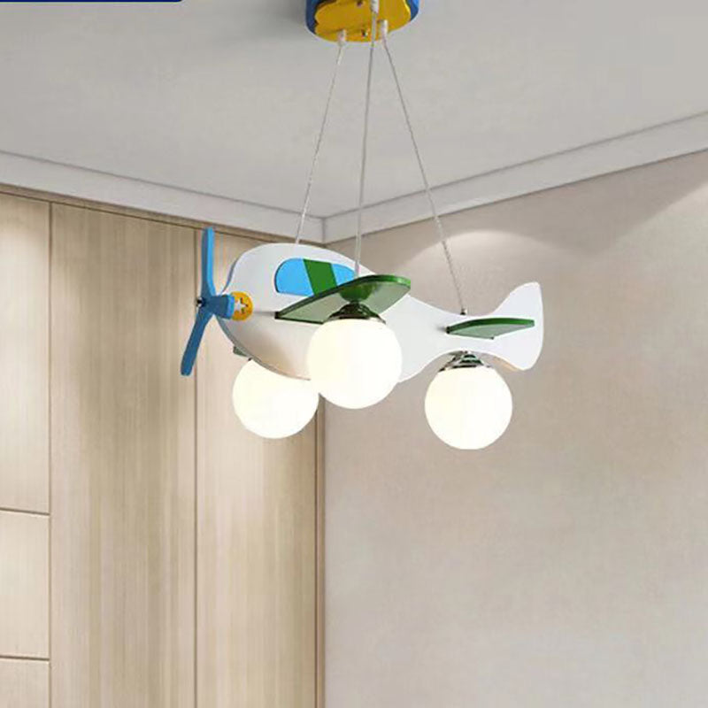 Contemporary Creative Wooden Airplane Glass 3-Light Chandelier for Bedroom Lighting, Unique Kids Room Decor, Modern Aviation Design, Stylish Indoor Ceiling Fixture, Elegant Home Decor, Handcrafted Wood and Glass Pendant Light, Rustic Airplane Themed Light