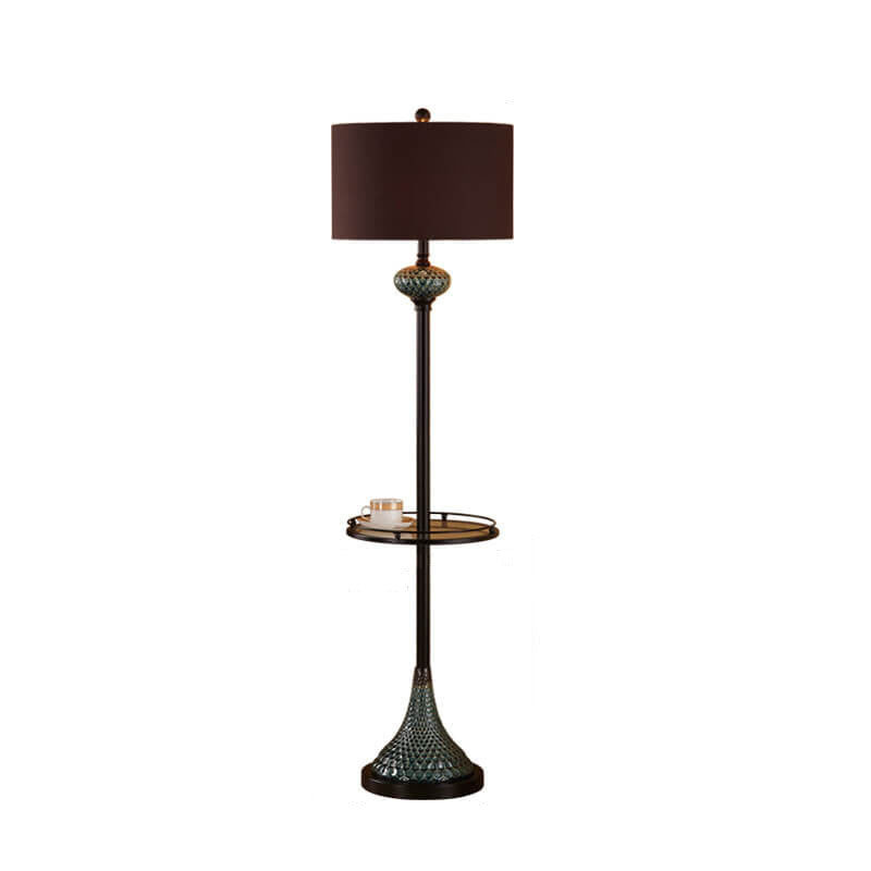 European Light Luxury Floor Lamp with Ceramic Hardware - 1-Light Design Fabric Shade