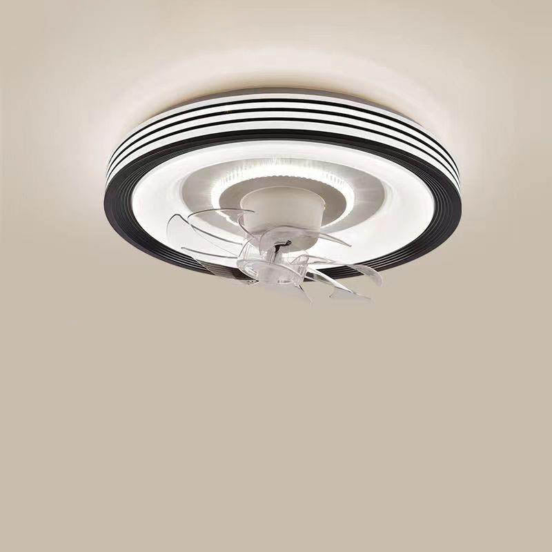 Modern Minimalist Round LED Flush Mount Ceiling Fan Light for Living Room