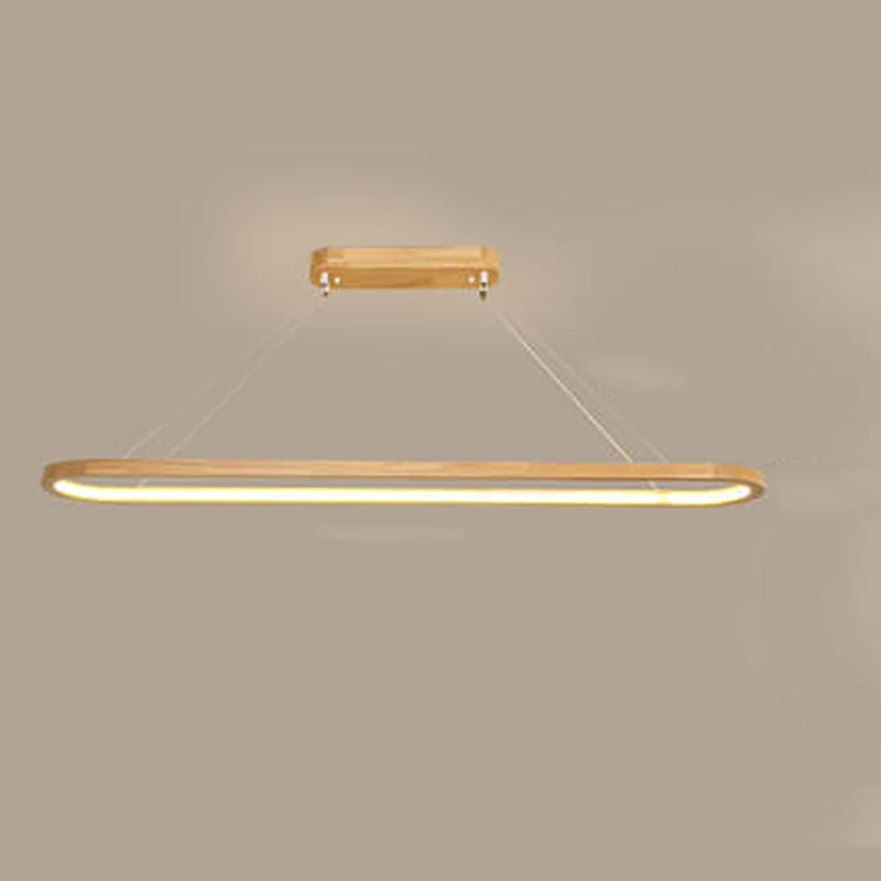 Modern Chinese Solid Wood Round Ring LED Chandelier Island Light