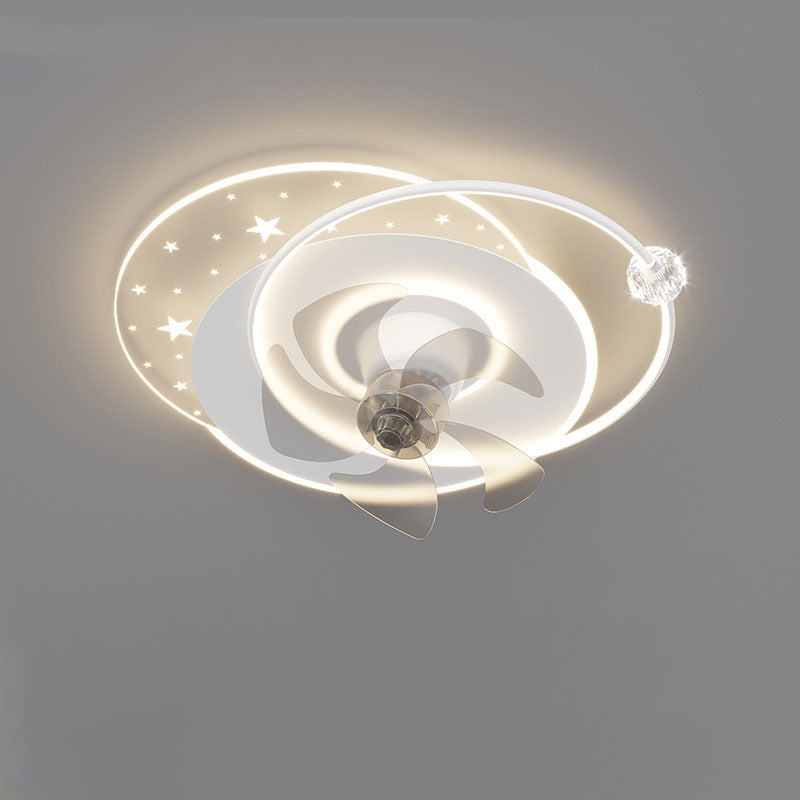 Contemporary Iron Acrylic LED Round Square Ceiling Fan Light for Bedroom