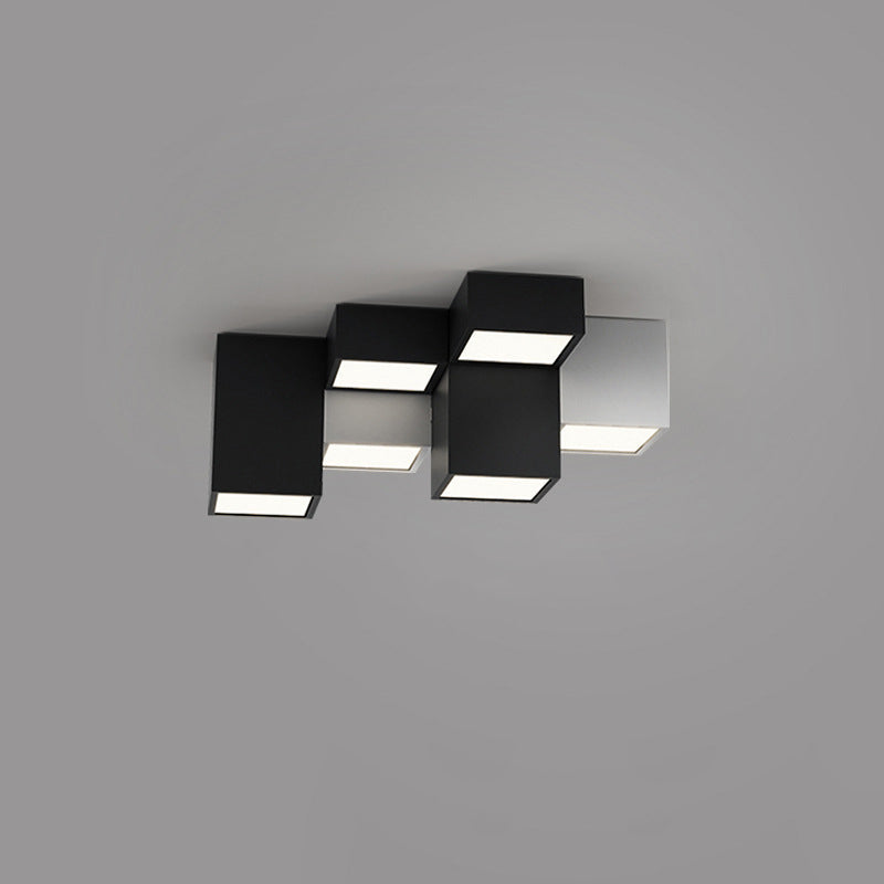 Modern Minimalist Cube LED Flush Mount Ceiling Light for Living Room
