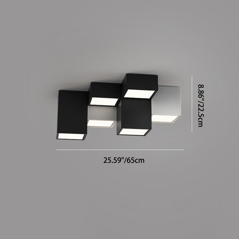 Modern Minimalist Cube LED Flush Mount Ceiling Light for Living Room