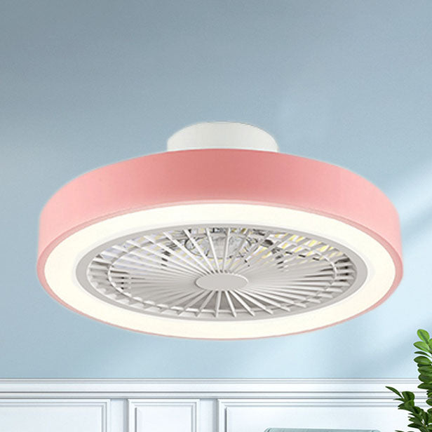 Modern Minimalist Copper LED Flush Mount Ceiling Fan Light
