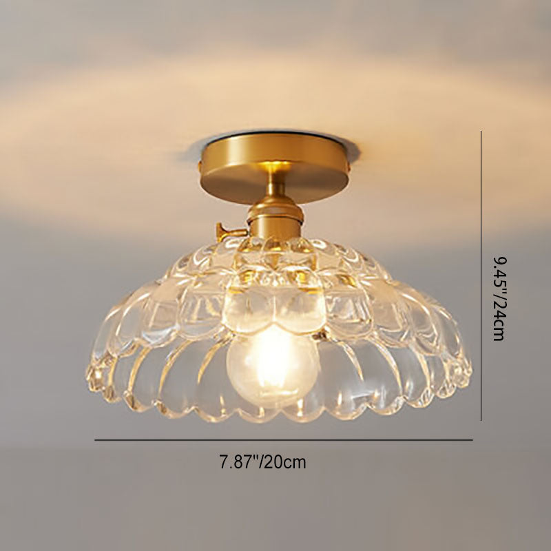 Modern French Minimalist Glass Flower Semi-Flush Mount Light