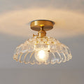 Modern French Minimalist Glass Flower Semi-Flush Mount Light