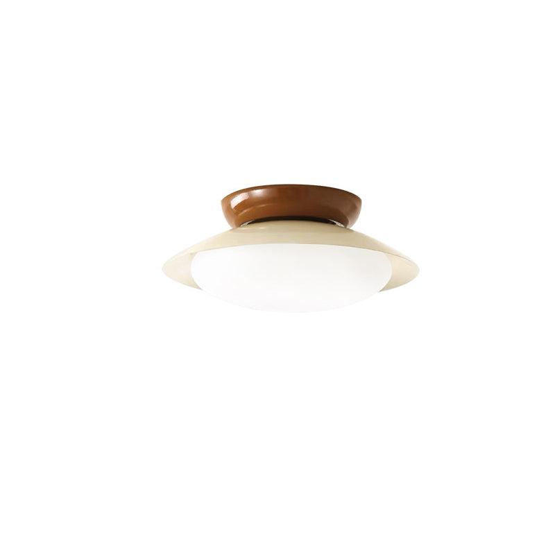 Contemporary Scandinavian LED Semi-Flush Mount Ceiling Light - Geometric Semicircle Shade for Living Room