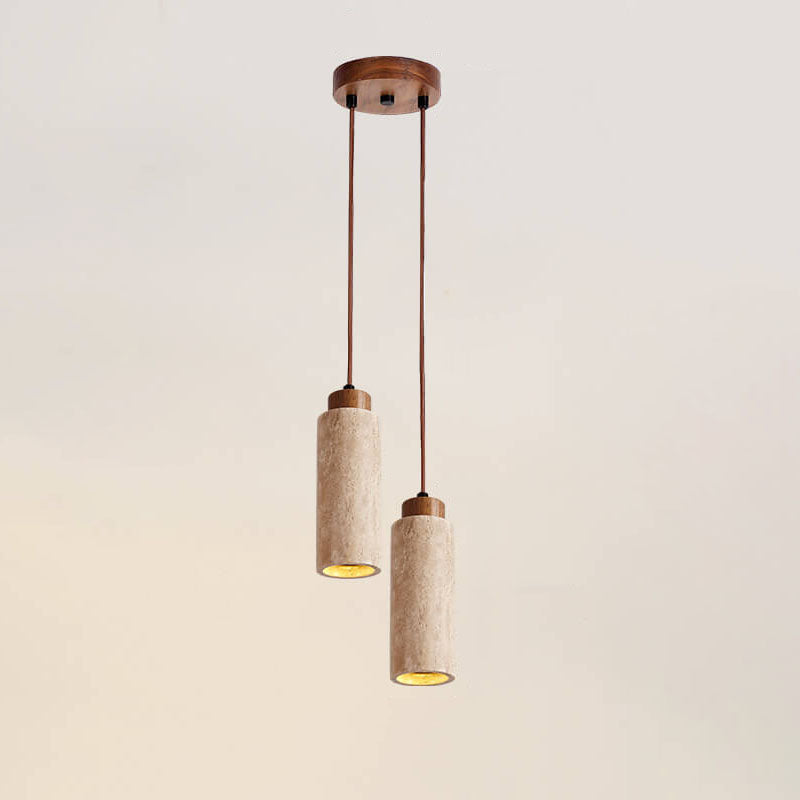 Wabi-Sabi Solid Wood & Stone Island Light Chandelier - 1/2/3-Light Rustic Fixture