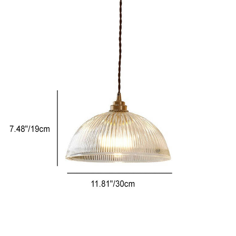 Modern Minimalist Brass Glass Dome Pendant Light 1-Light Fixture